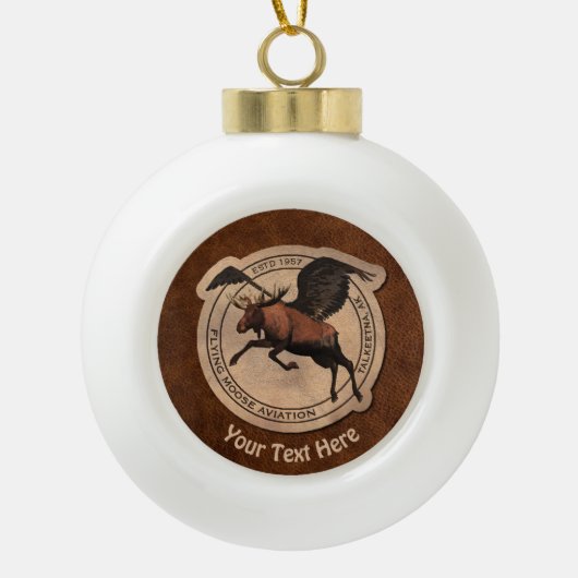 Flying Moose Aviation Patch Keramik Kugel-Ornament (Vorderseite)