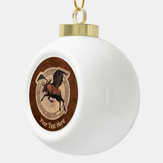 Flying Moose Aviation Patch Keramik Kugel-Ornament (Rechts)