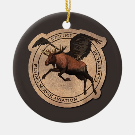 Flying Moose Aviation Patch Keramik Ornament (Vorne)