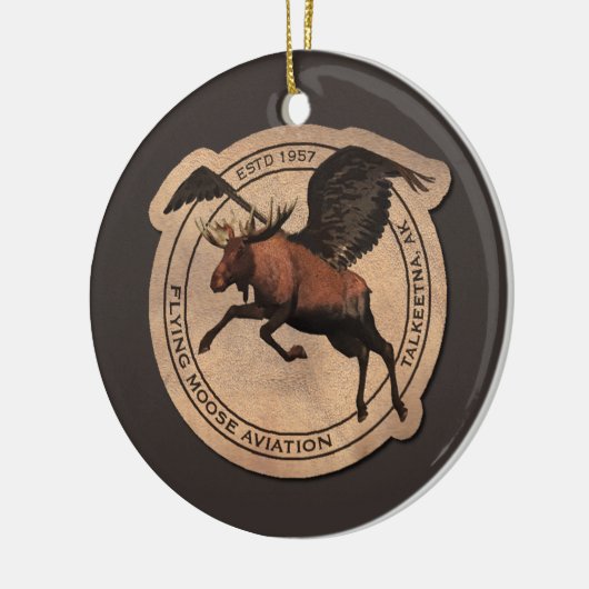 Flying Moose Aviation Patch Keramik Ornament (Links)