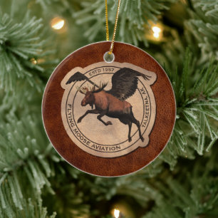 Flying Moose Aviation Patch Keramikornament