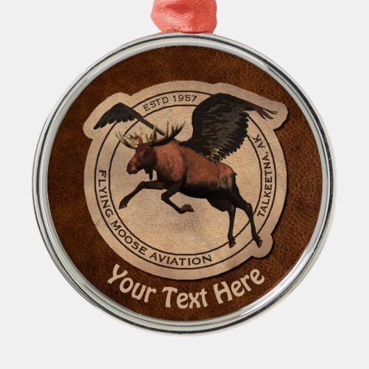Flying Moose Aviation Patch Ornament Aus Metall (Vorne)