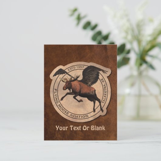 Flying Moose Aviation Patch Postkarte (Stehend Vorderseite)