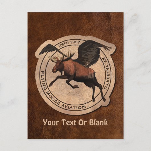 Flying Moose Aviation Patch Postkarte (Vorderseite)