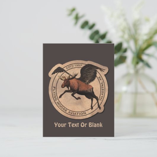 Flying Moose Aviation Patch Postkarte (Stehend Vorderseite)