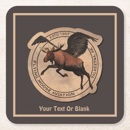 Flying Moose Aviation Patch Rechteckiger Pappuntersetzer (Vorderseite)