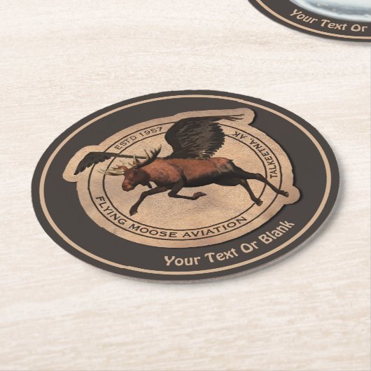 Flying Moose Aviation Patch Runder Pappuntersetzer (Angewinkelt)