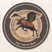 Flying Moose Aviation Patch Runder Pappuntersetzer (Vorderseite)