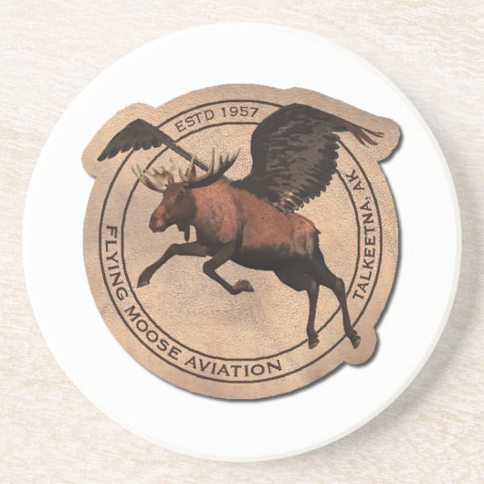 Flying Moose Aviation Patch Sandstein Untersetzer (Vorne)