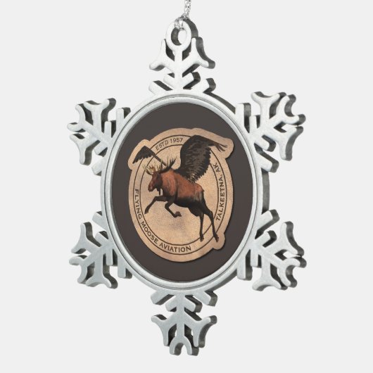 Flying Moose Aviation Patch Schneeflocken Zinn-Ornament (Rechts)