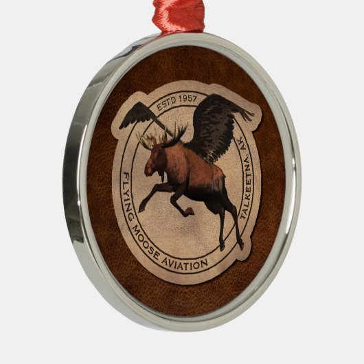 Flying Moose Aviation Patch Silbernes Ornament (Rechts)