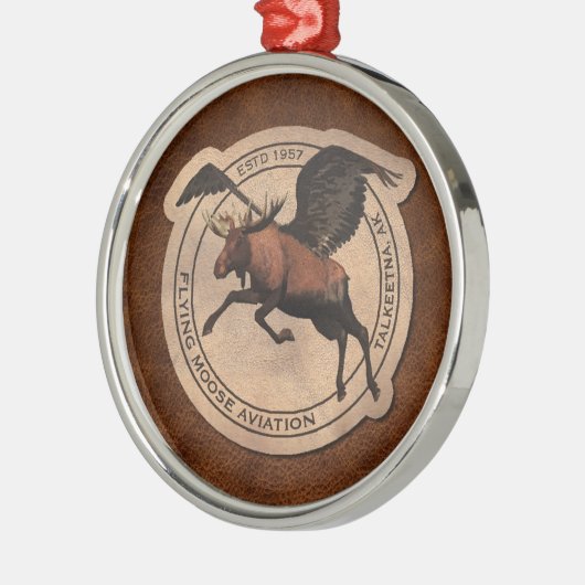 Flying Moose Aviation Patch Silbernes Ornament (Links)