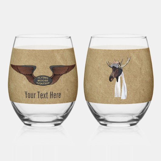 Flying Moose Bush Pilot Weinglas Ohne Stiel (Rückseite)