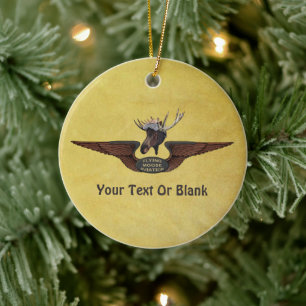 Flying Moose Bush Pilot Wings Keramik Ornament