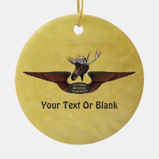 Flying Moose Bush Pilot Wings Keramik Ornament (Vorne)