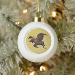Flying Moose Keramik Kugel-Ornament