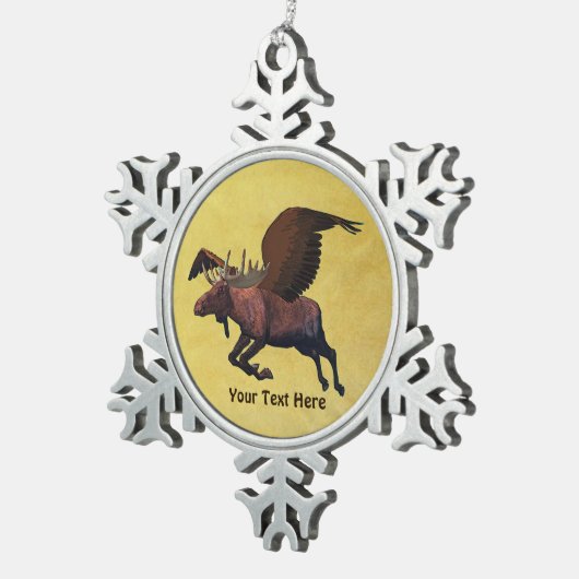Flying Moose Schneeflocken Zinn-Ornament (Rechts)