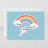 Flying Narwhal mit Rainbow Postkarte (Vorne/Hinten)