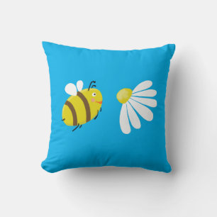 Flying niedliche Biene mit Blume Dissy. Kissen