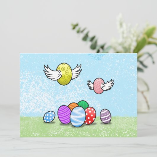 Flying Oaster Eggs Einladung (Stehend Vorderseite)