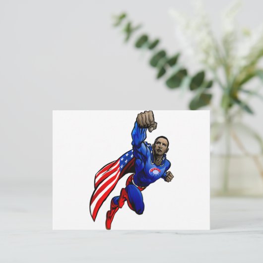 Flying Obama Postkarte (Stehend Vorderseite)