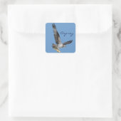 Flying Osprey & Fish Wildlife Fotogray Quadratischer Aufkleber (Tasche)