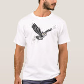 Flying Owl - Dotwork Ink Graphic T-Shirt (Vorderseite)