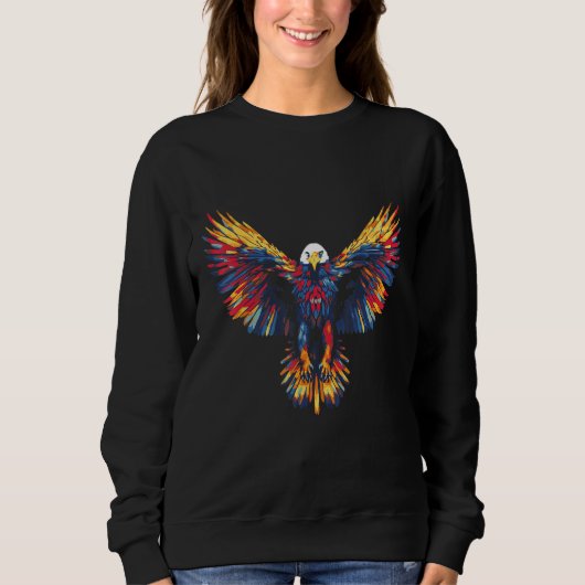 Flying Owl Futuristic Geometric Glitch Bird 2 Sweatshirt (Vorderseite)