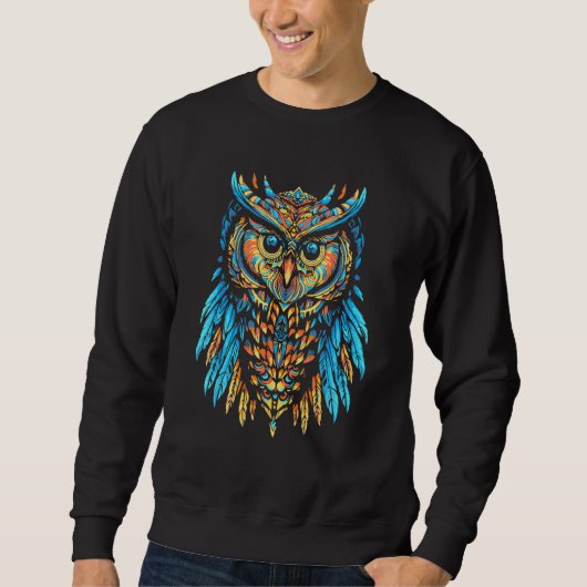 Flying Owl Futuristic Geometric Glitch Bird Sweatshirt (Vorderseite)