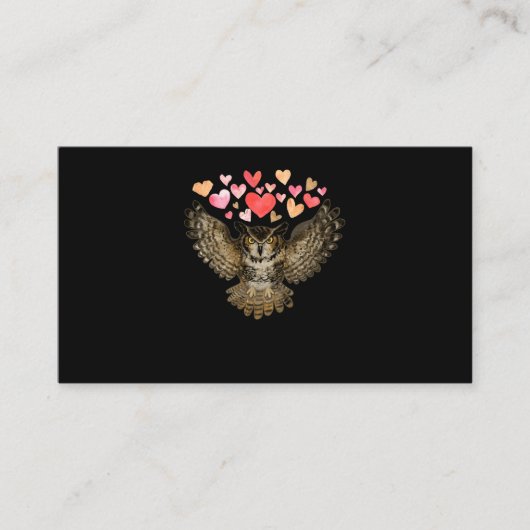 Flying Owl Love Bird Hearts Visitenkarte (Vorderseite)