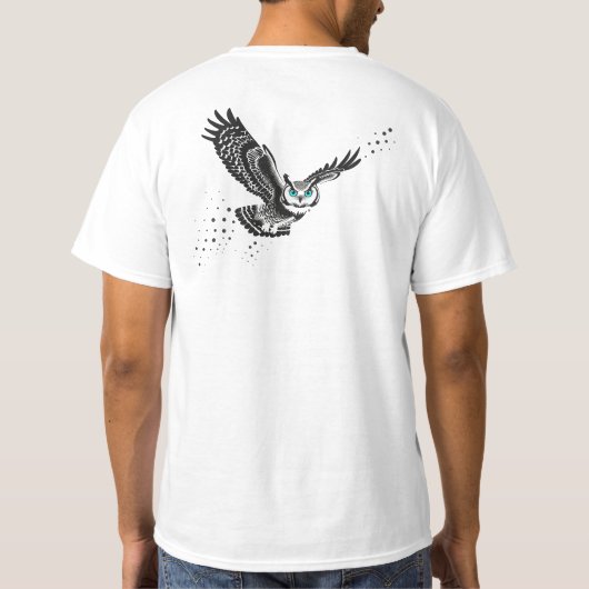 Flying Owl - Minimale Tintenpatrone T-Shirt (Rückseite)