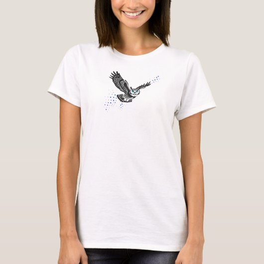 Flying Owl - Minimales Dotwork-T-Shirt T-Shirt (Vorderseite)