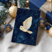 Flying Owl Starry Night Sky Weihnachten Wasserfarb Postkarte