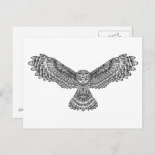 Flying Owl Zendoodle Postkarte (Vorne/Hinten)