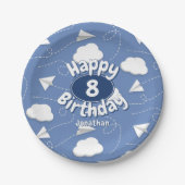 flying paper airplanes boy or girl birthday pappteller (Vorderseite)