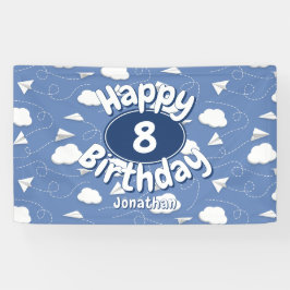flying paper airplanes childs birthday banner
