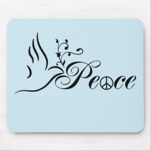 Flying Peace Dove Olive Branch Blue Hintergrund Mousepad