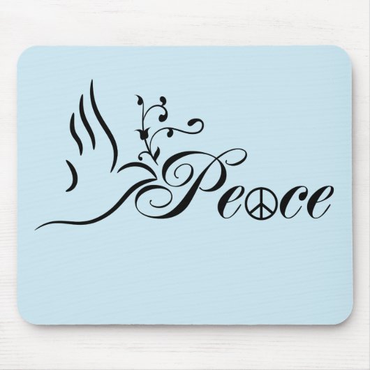 Flying Peace Dove Olive Branch Blue Hintergrund Mousepad (Vorne)