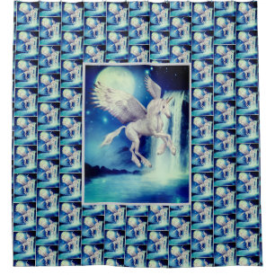 Flying Pegasus Unicorn Wasserfall Duschvorhang