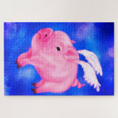 Flying Pig Angel Jigsaw Puzzle Painting Fun (Horizontal)