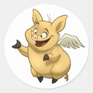 Flying Pig-Aufkleber Runder Aufkleber
