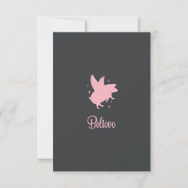 Flying Pig Believe Flat Note Card Mitteilungskarte