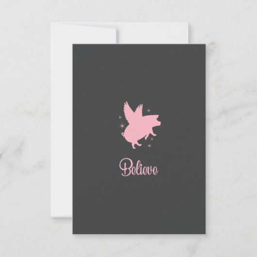 Flying Pig Believe Flat Note Card Mitteilungskarte (Vorderseite)