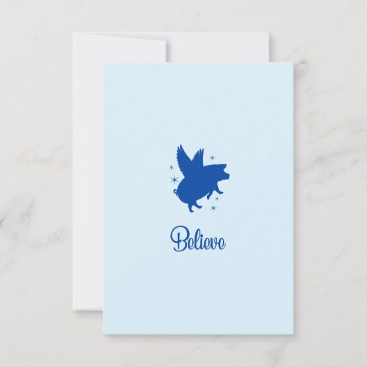 Flying Pig Believe Flat Note Card Mitteilungskarte (Vorderseite)