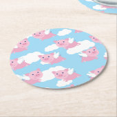 Flying Pig Birthday Party Runder Pappuntersetzer (Angewinkelt)