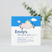 Flying Pig Bridal Dusche Einladung (Stehend Vorderseite)