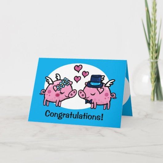 Flying Pig Brie and Groom individuell anpassbar Karte (Vorderseite)