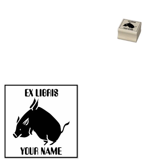 Flying Pig-Buchzeichen Gummistempel (Stempel)