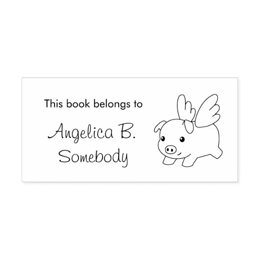 Flying Pig-Buchzeichen Gummistempel (Prägung)