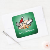 Flying Pig Christmas Classic Square Sticker (Umschlag)